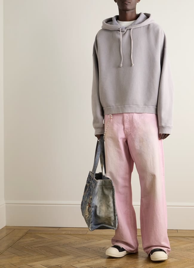 male model in pink jeans