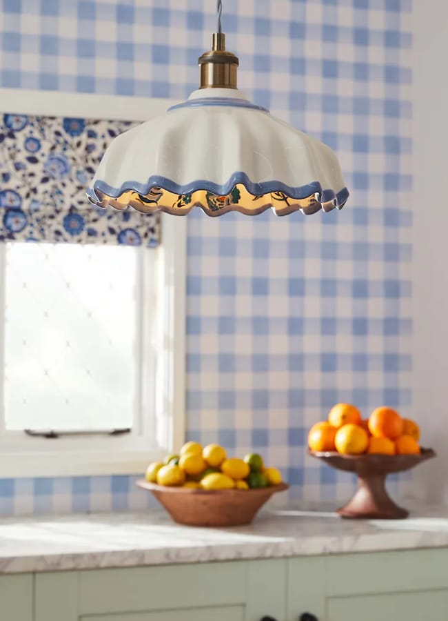 Cath Kidston Ceramic Folded Ceiling Pendant in kitchen