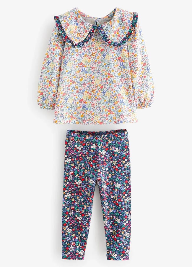 Cath Kidston Long Sleeve Collar 100% Cotton Top and Leggings Set (3mths-7yrs)