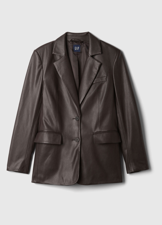 gap Brown Faux Leather Blazer