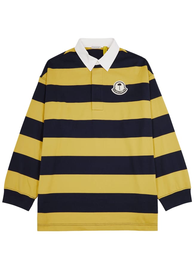 8 Moncler Palm Angels yellow and black rugby shirt