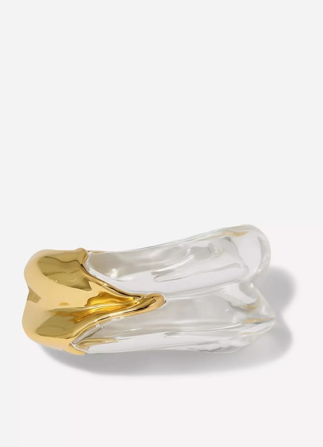 liberty Alexis Bittar 14ct Gold-Plated Liquid Lucite Wave Hinged Cuff Bracelet