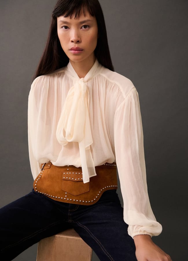 MANGO Blouse with puffed sleeves and bow copy