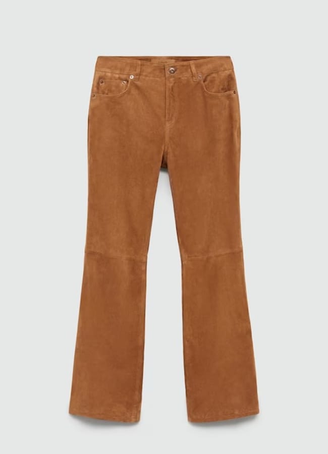 mango straight fit leather trousers
