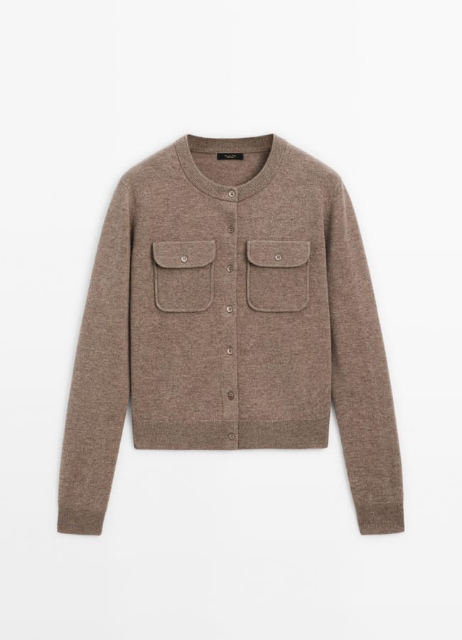 MASSIMO DUTTI Wool blend knit cardigan with pockets