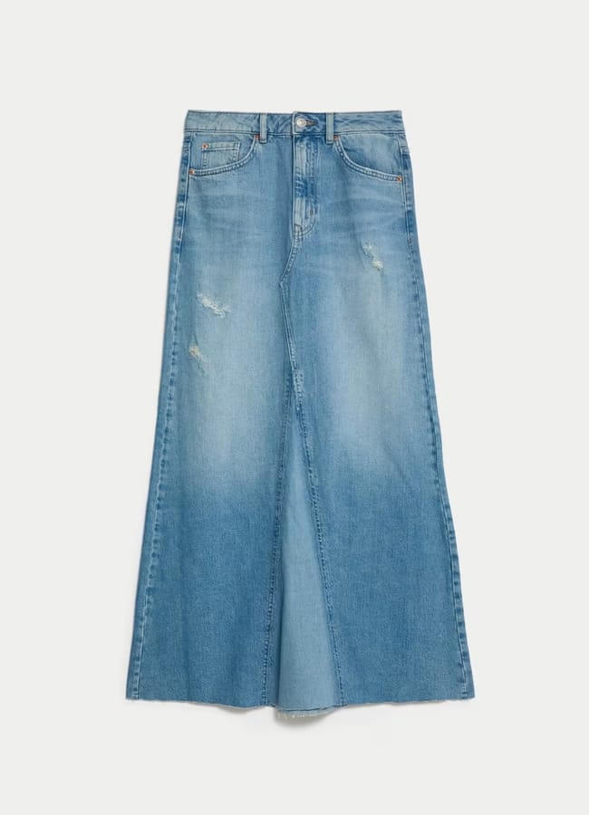 M&S NPure Cotton Denim Maxi A-Line Skirt