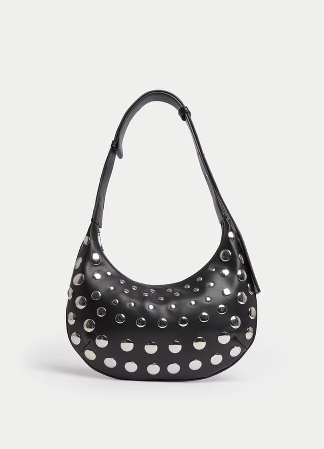 M&SFaux Leather Studded Sling Shoulder Bag