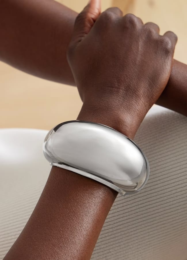 ALAÏA Bombe silver-tone and leather cuff