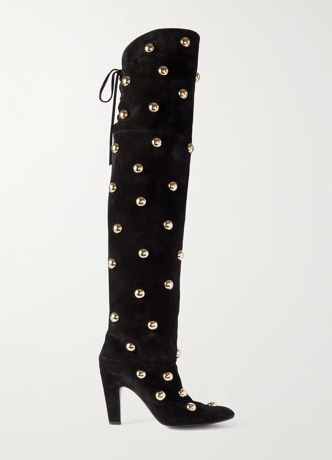 CHLOÉ Studded suede over-the-knee boots