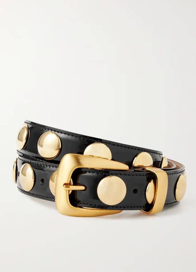 KHAITE Benny studded patent-leather belt