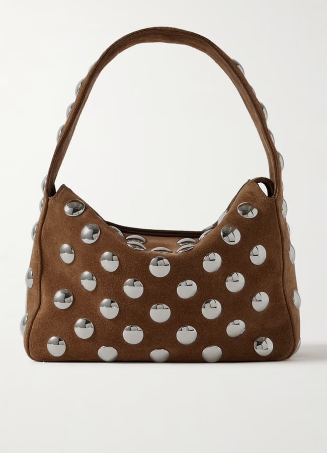 net KHAITE Elena small studded suede shoulder bag