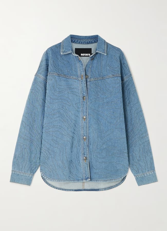 NET ROTATE BIRGER CHRISTENSEN Oversized embellished organic denim shirt