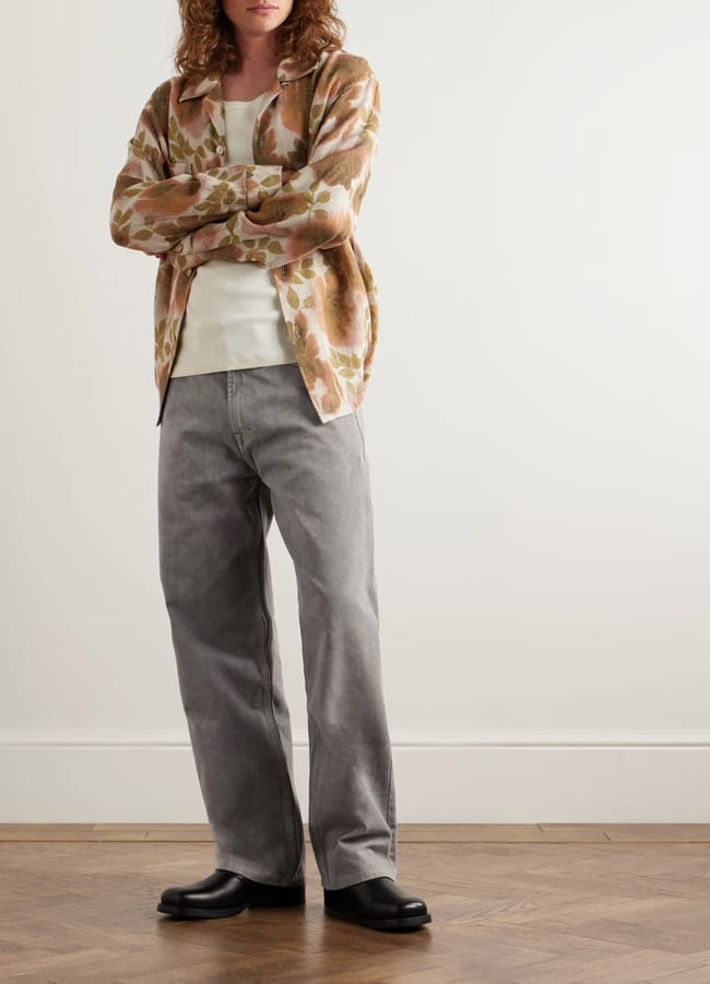 male model wearing OUR LEGACY Third Cut Attic Straight-Leg Jeans £340