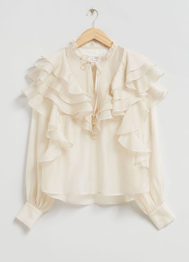 stories Sheer Ruffle Blouse