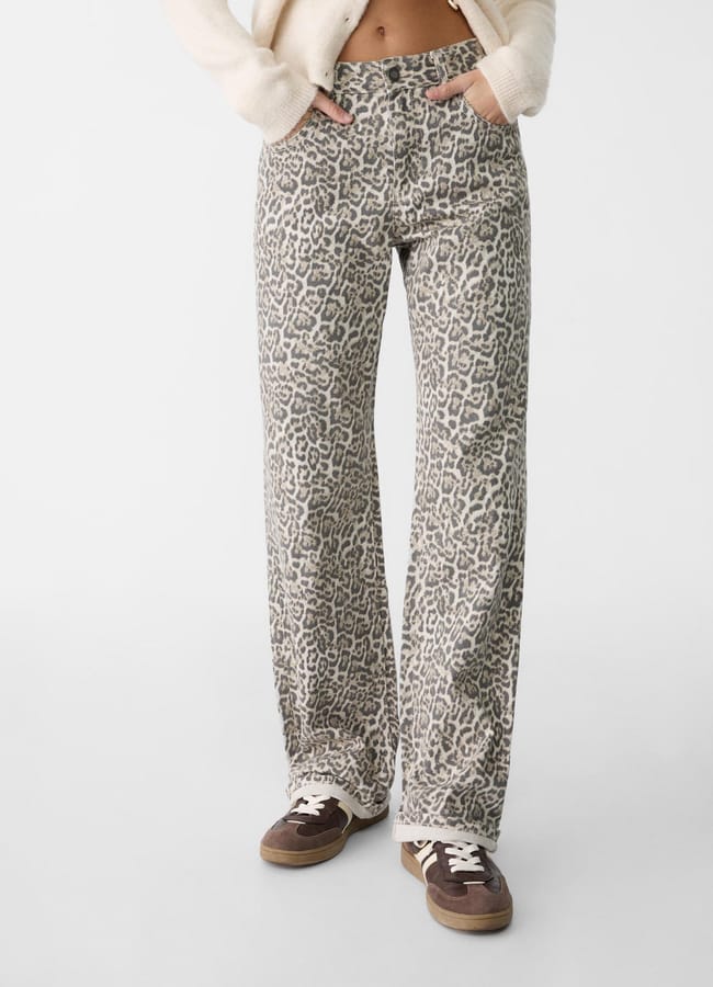 straight leopard print trousers