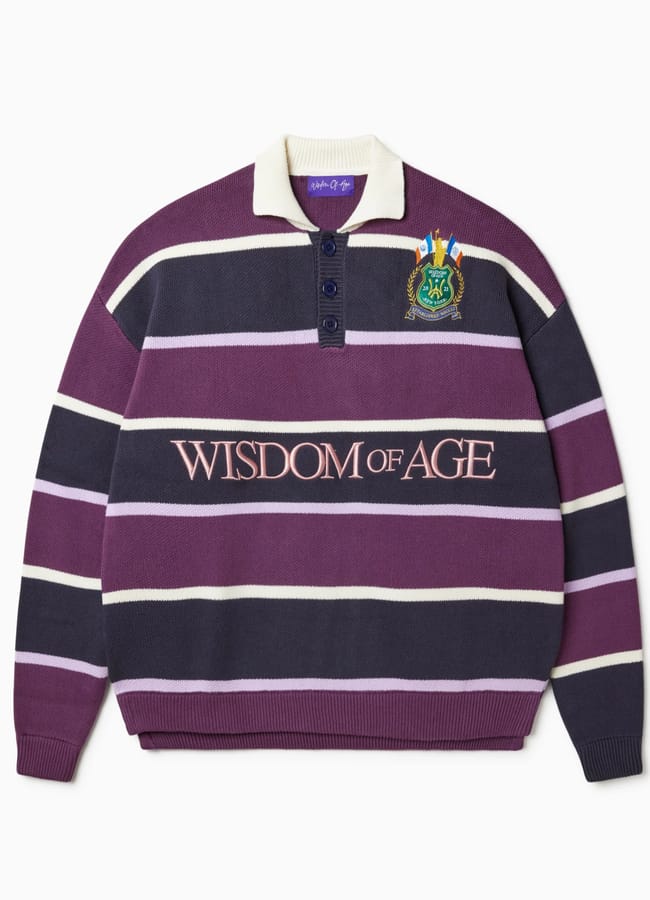 purple striped rugby top