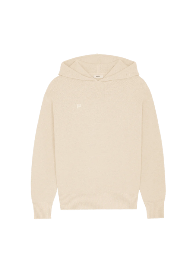 Womens DNA Recycled Cashmere Hoodie - Ecru Ivory