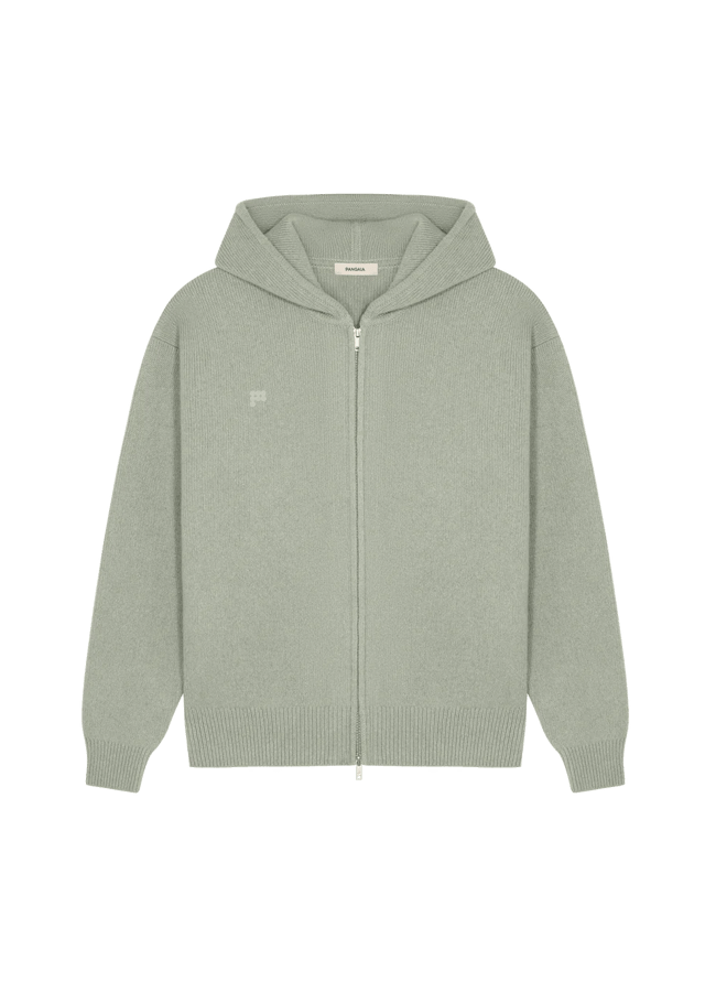 Womens DNA Recycled Cashmere Zipped Hoodie - Moss Green