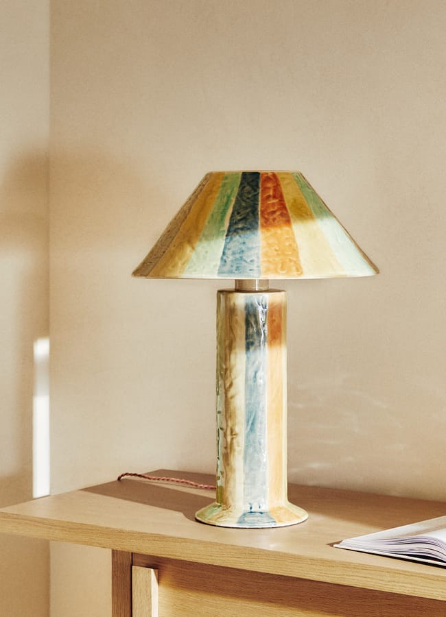 zara CERAMIC TABLE LAMP WITH MULTICOLOURED STRIPES