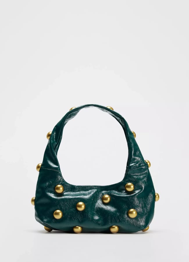zara EMBELLISHED SHOULDER BAG