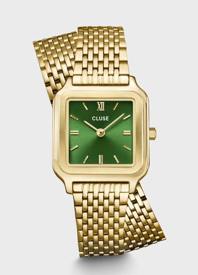 Gracieuse Petite Watch Double Steel, Forest Green, Gold Colour