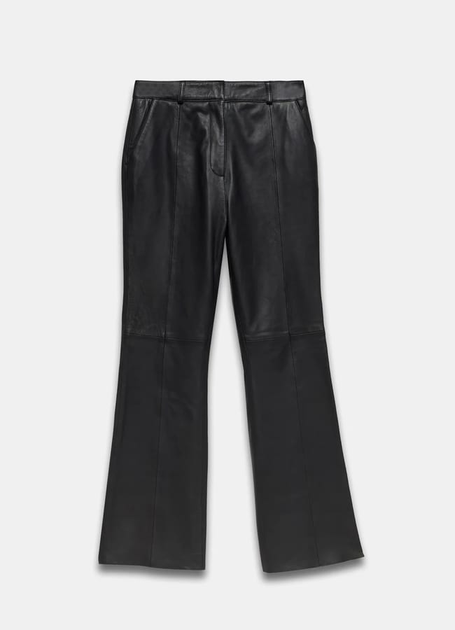 MINT VELVET Black Leather Flared Trousers