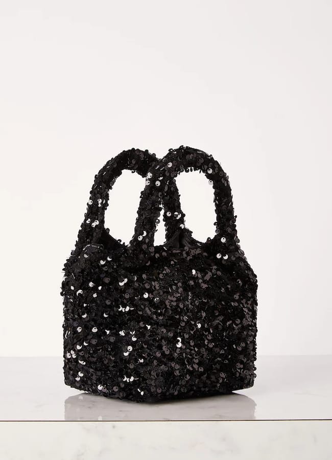 Black Embellished Pouch Bag