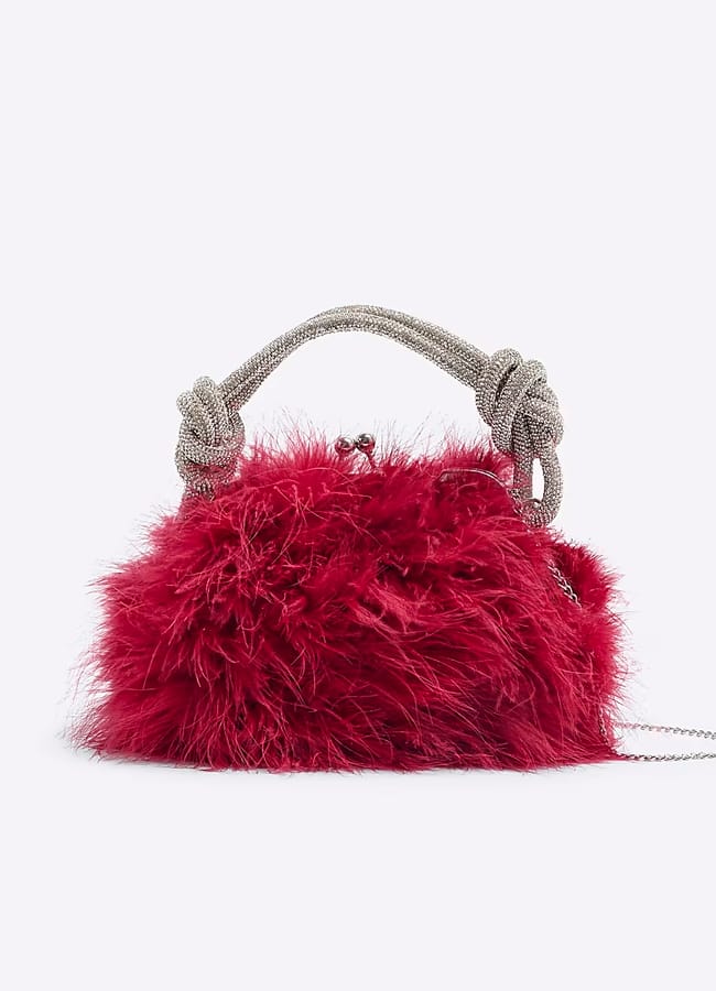 Red Feather Clutch Bag