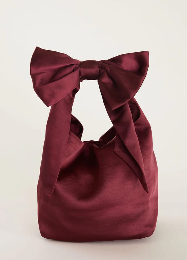 SIX STORIES Bow Detail Crepe Pouch Bag