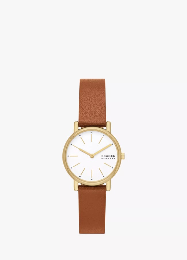 SKW3121 Women's Signatur Lille Leather Strap Watch, Gold/Brown