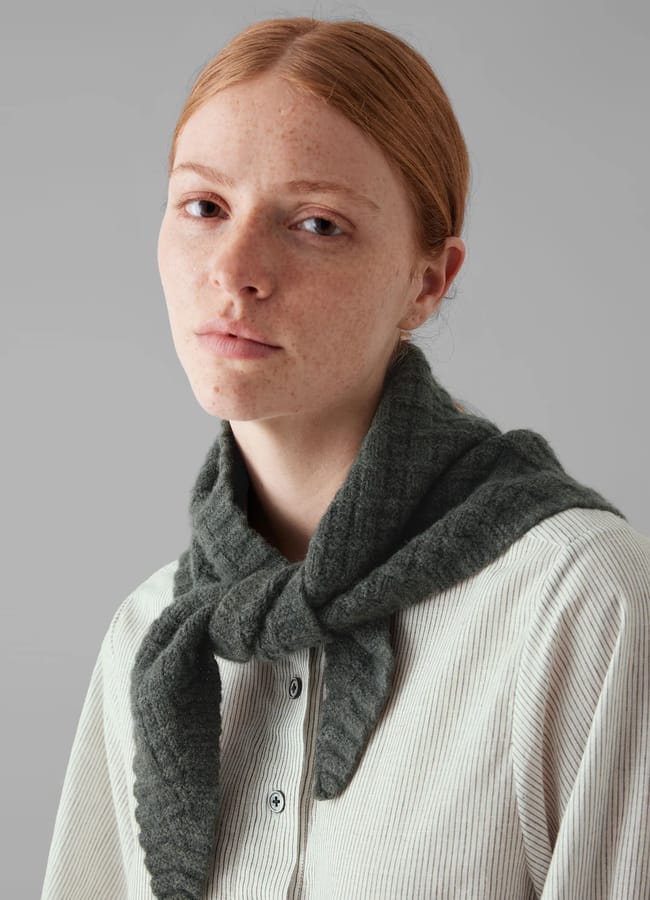 model wearing TOAST Knitted Wool Bandana