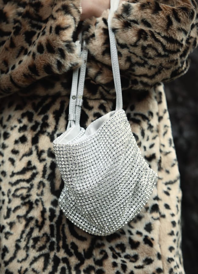 ZARA RHINESTONE MINI BUCKET BAG