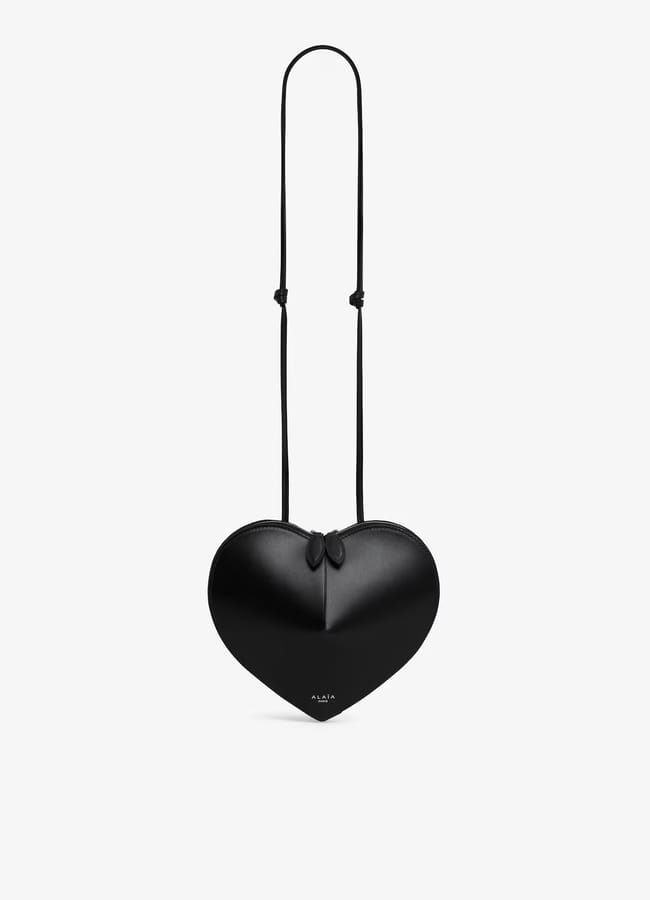 BLACK LEATHER HEART BAG