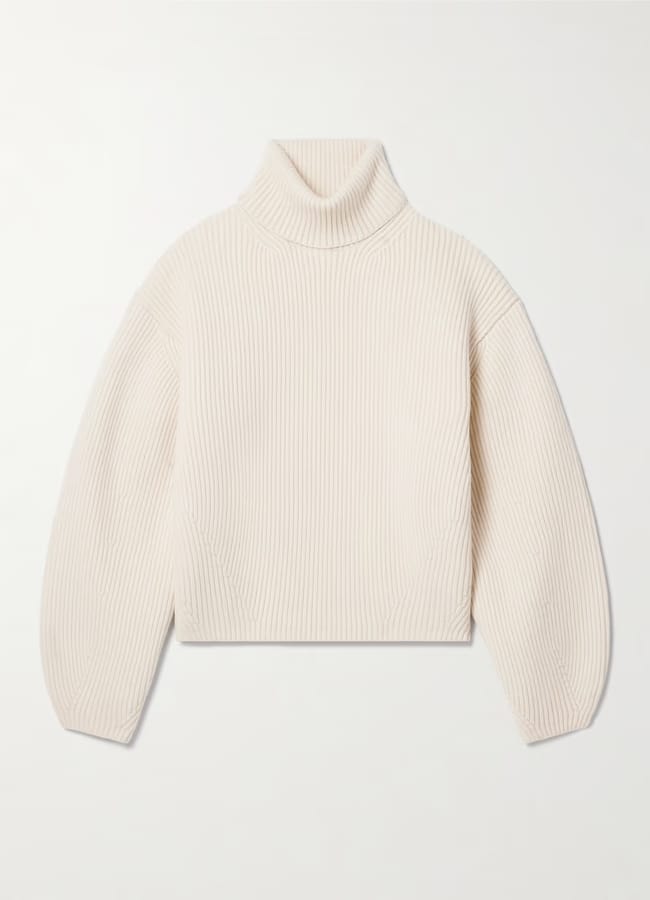 OTEME Ribbed wool-blend turtleneck sweater in cream