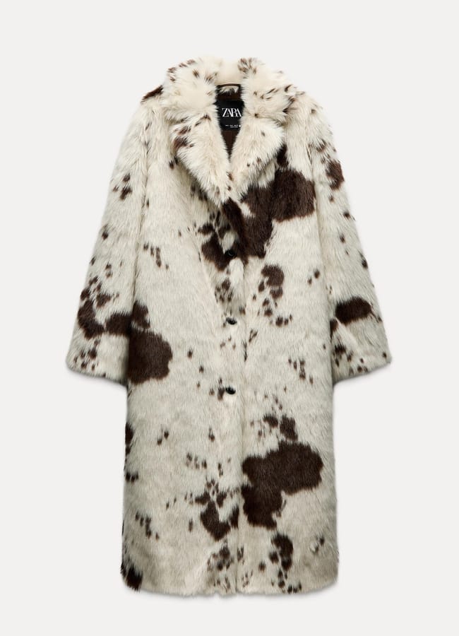 zara ANIMAL PRINT FAUX FUR COAT ZW COLLECTION