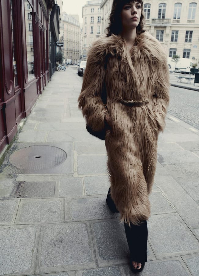 zara LIMITED EDITION LONG FAUX FUR COAT