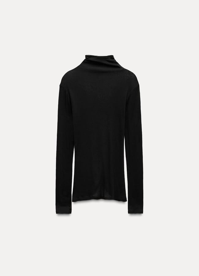 zara SUPIMA® black COTTON T-SHIRT