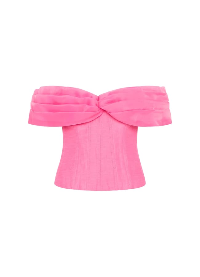 AJE Cordelia Corseted Crop Top IN PINK