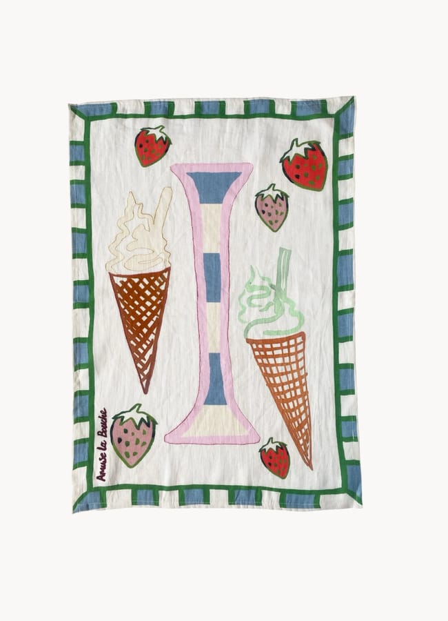 ice cream print tea towel
