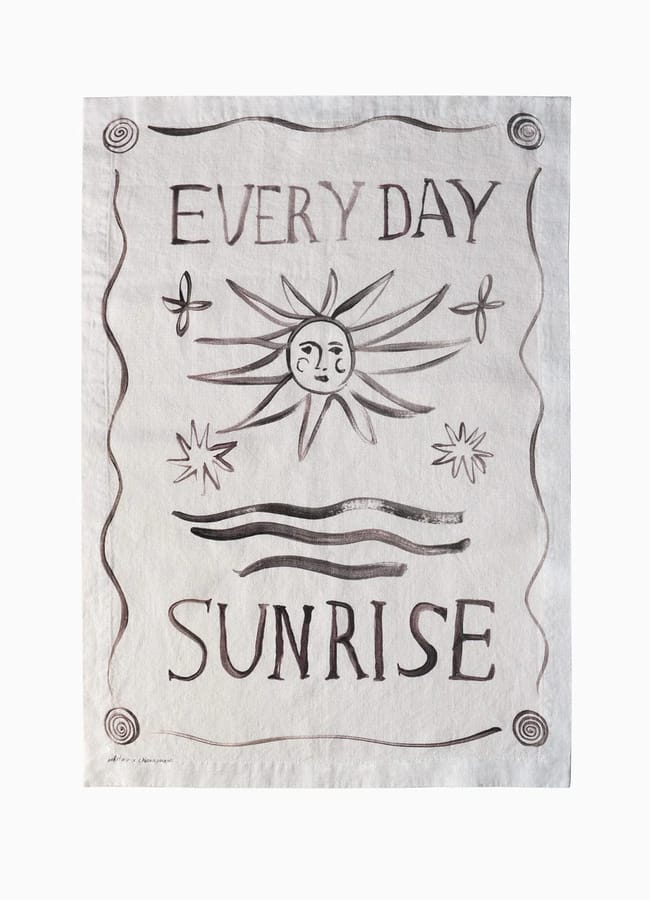 sunrise print tea towel