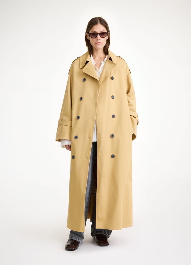 model wearing trench coat