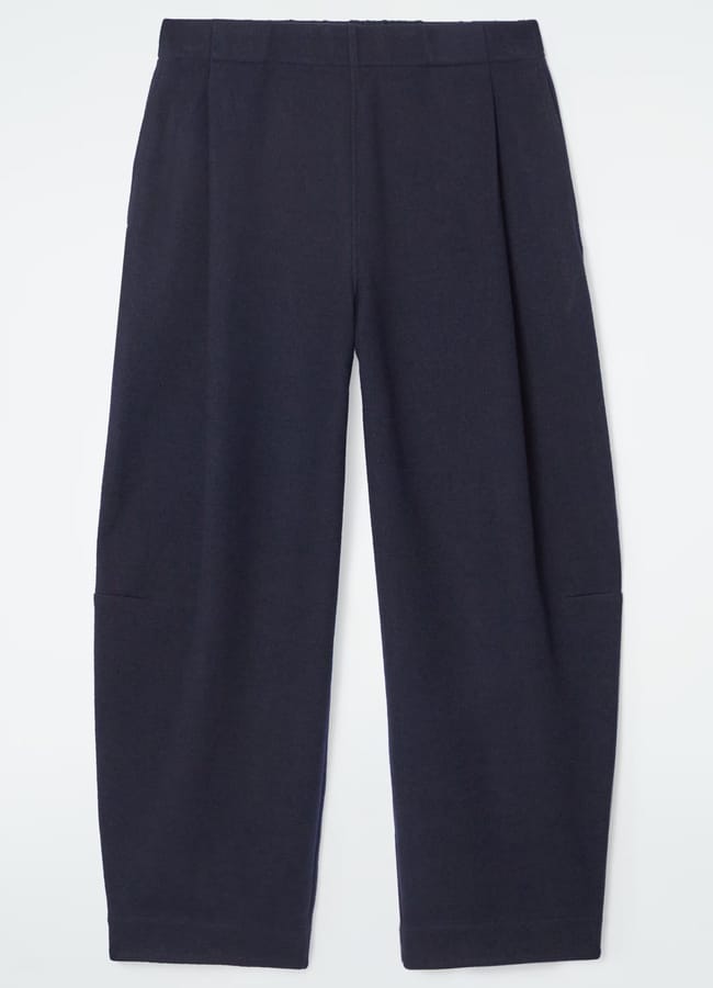 COS BOILED-WOOL BARREL-LEG TROUSERS