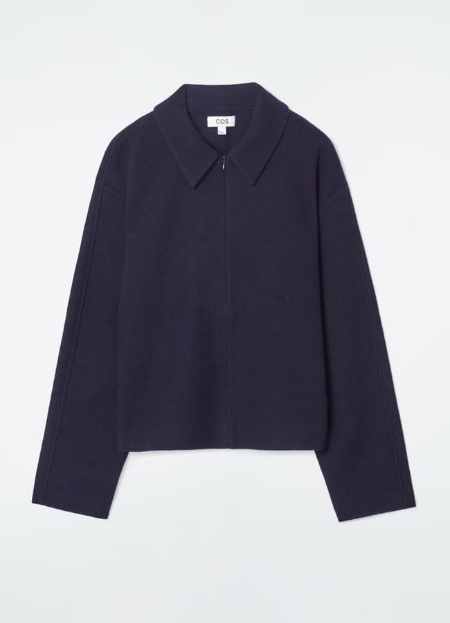 COS BOILED-WOOL ZIP-UP CARDIGAN