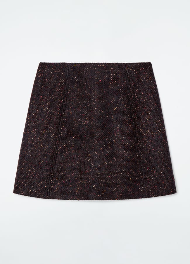 brown flecked wool mini skirt