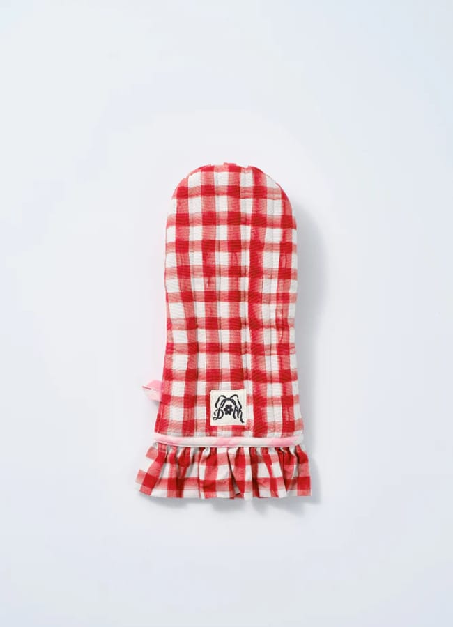 DAMSON MADDER ruffle oven mitt - red gingham