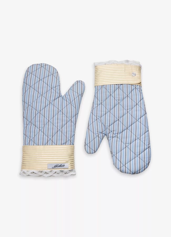 GOHAR WORLD BLUE LACE TRIMMED OVEN GLOVES