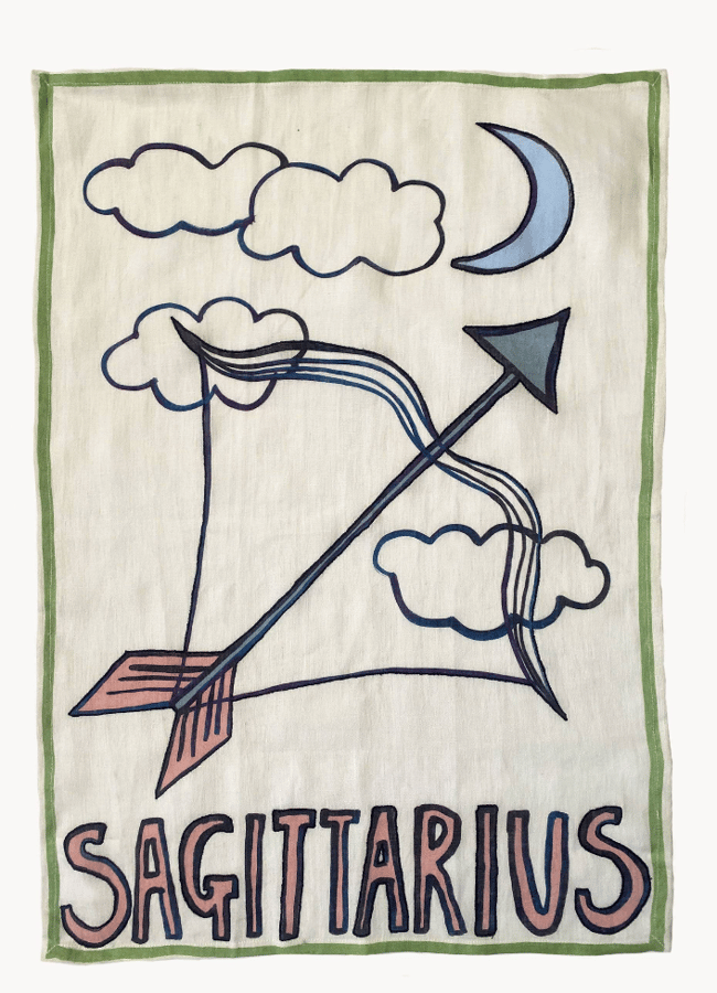 sagittarius print tea towel