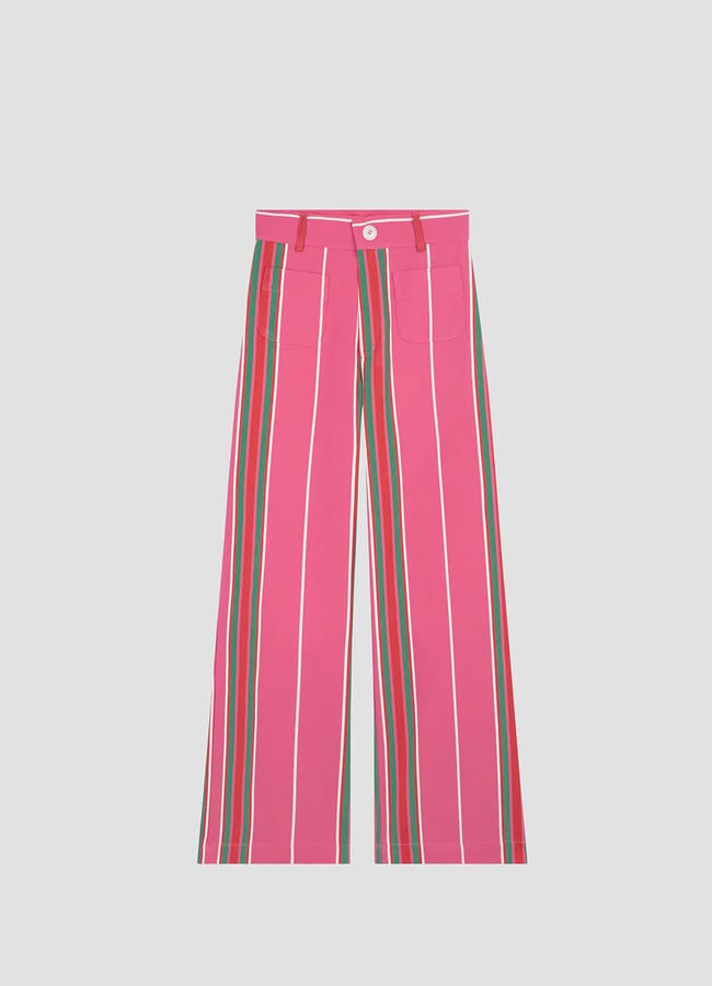 pink striped trousers