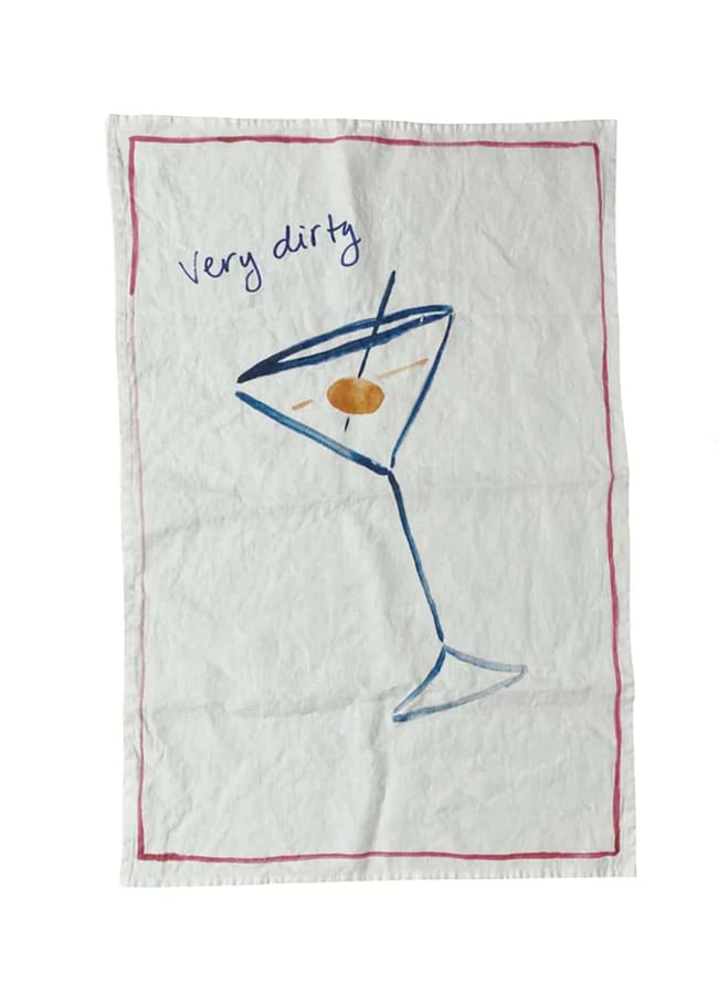 dirty martini print tea towel