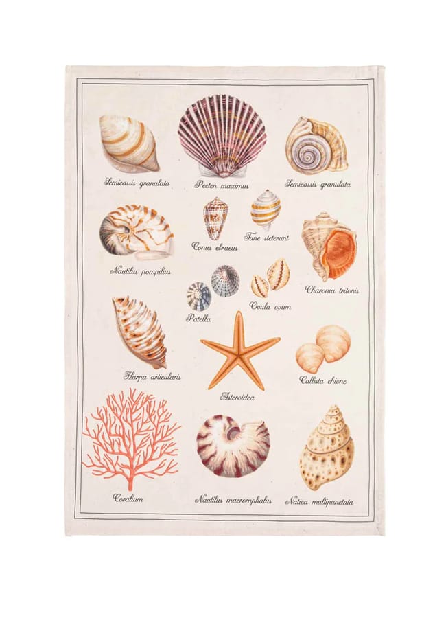 shell print tea towels